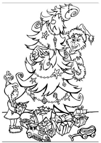 Grinch And The Christmas Tree Coloring Picture