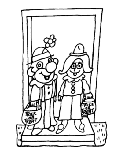 Halloween Trick Or Treating Coloring Pages