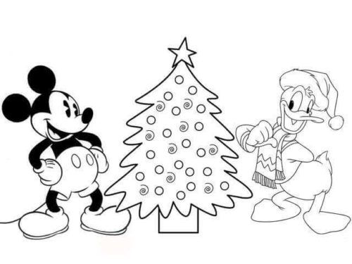 Mickey Christmas Tree Colouring Images