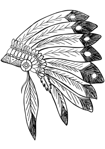 Native American Feather Headdress Coloring Page