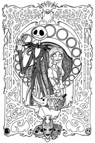 Nightmare Before Christmas Coloring Pages Printable Jack And Sally