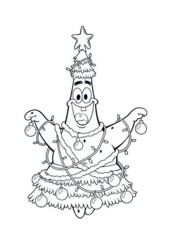 Patrick As Christmas Tree Coloring Page