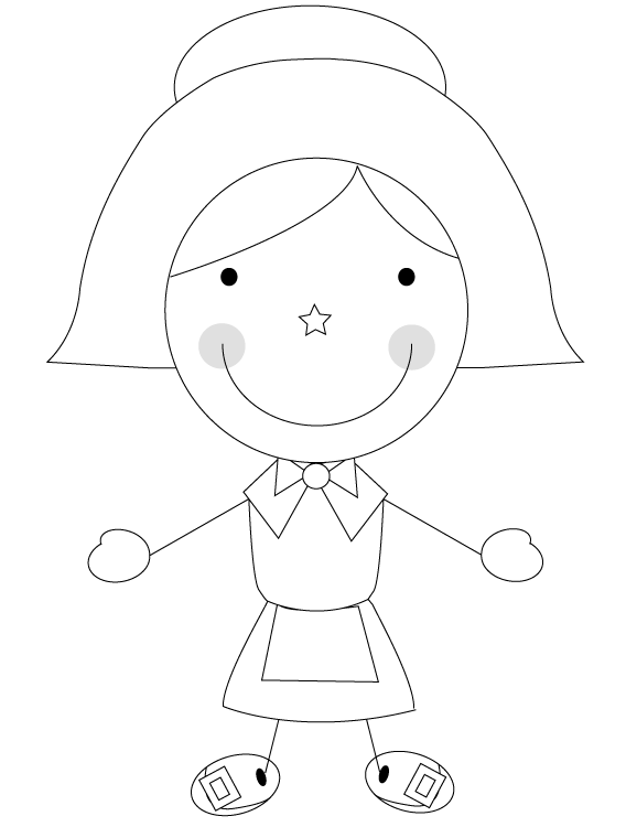 Pilgrim Girl Coloring Pages For Children