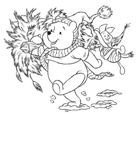 Pooh Christmas Tree Coloring Pages
