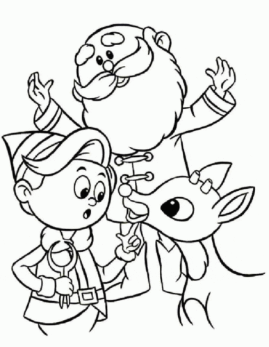 Santa And Elf Coloring Pages