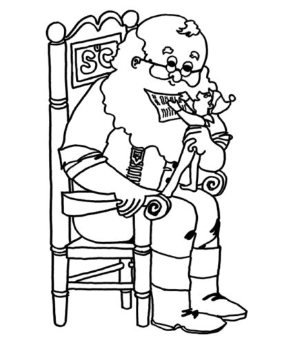 Santa With Elf On Shelf Coloring Pages