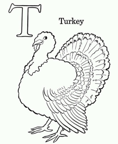 T For Turkey Coloring Page