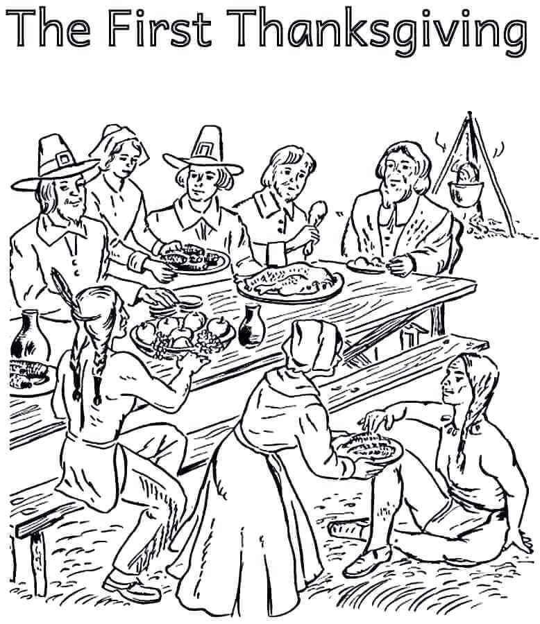 The First Thanksgiving Coloring Pages