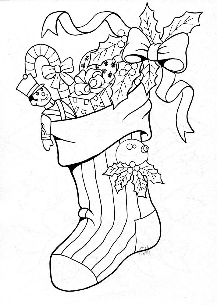 Christmas Stocking Coloring Pages Free