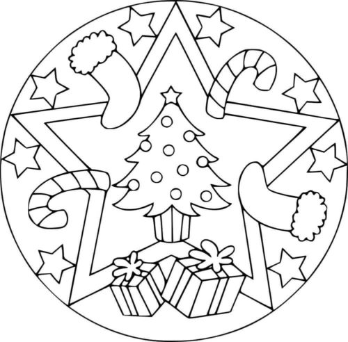 Christmas Stocking Mandala Coloring Page