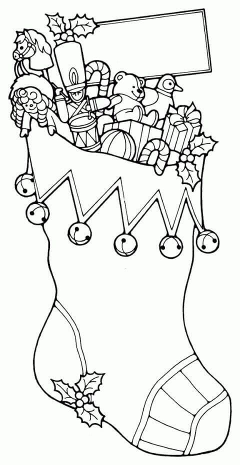 Christmas Stockings Filled With Gifts Coloring Page