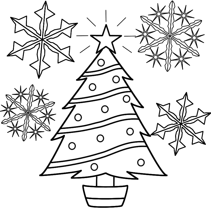 Christmas Tree And Snowflakes Cutout