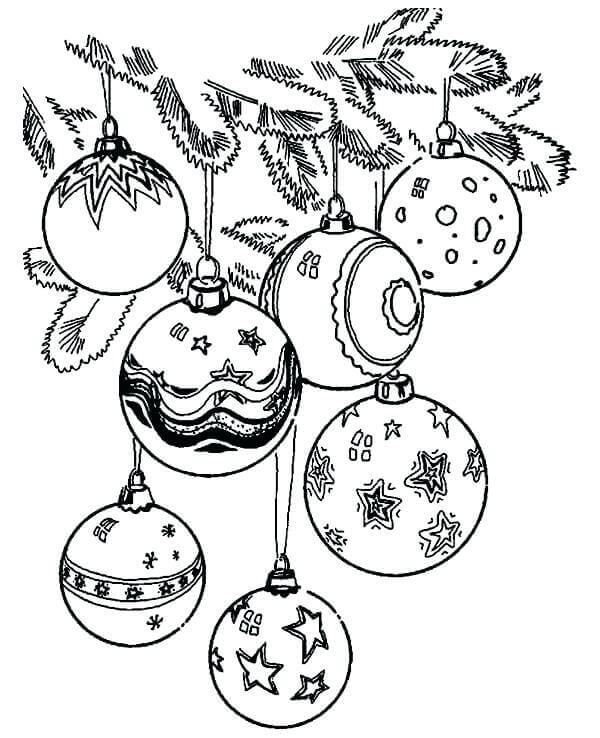 Christmas Tree Ornaments Coloring Pictures Printable
