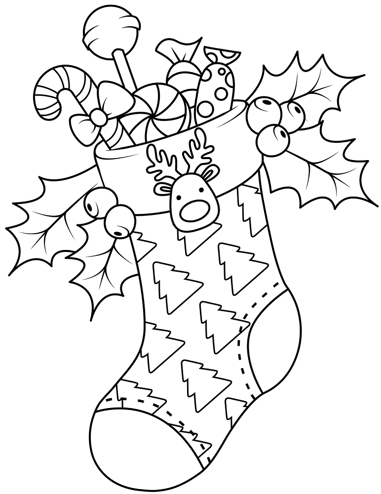Cute Christmas Stocking Coloring Pages