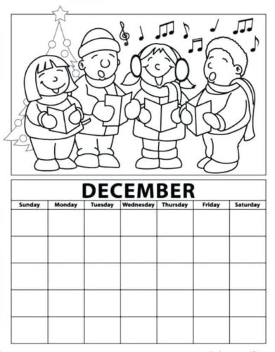 December Calendar Coloring Page