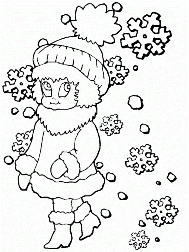 Girl And Snowflake Coloring Page
