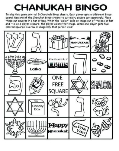 Hanukkah Bingo Activity Sheet