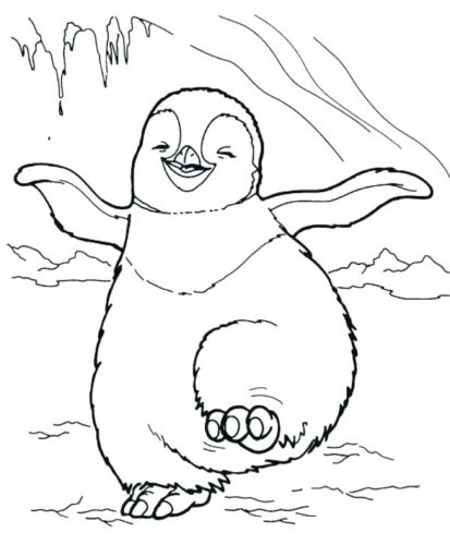 Happy Penguin Coloring Page