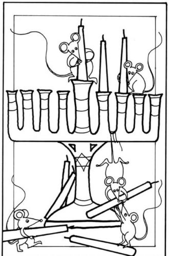 Mice And Hanukkah Coloring Page