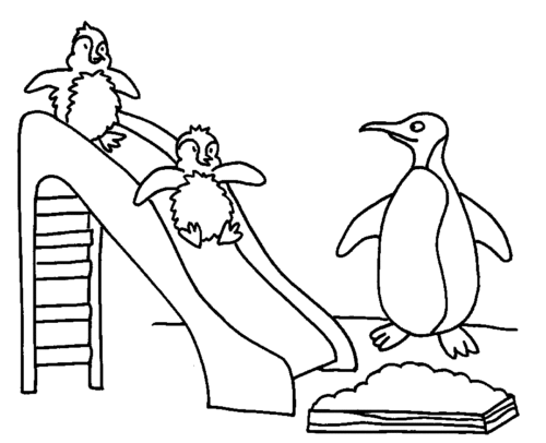 Playing Penguins Coloring Pages