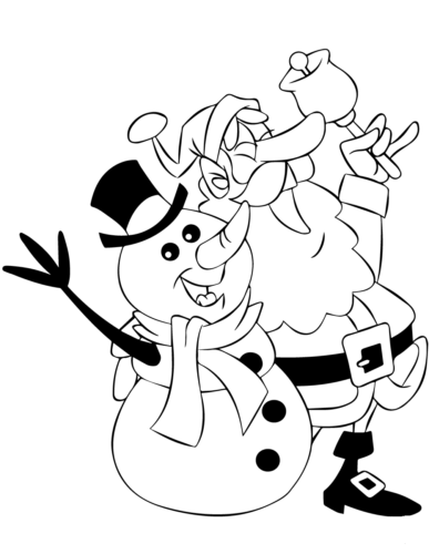 Santa And Snowman Coloring Pages