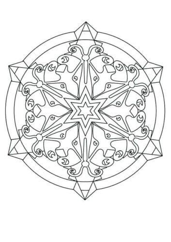 Snowflake Mandala Coloring Page