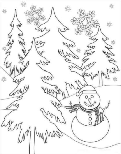 Winter And Snowflakes Coloring Page