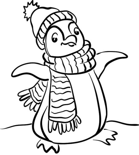 Winter Penguin Coloring Page