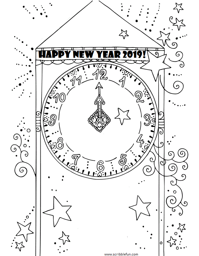 2019 New Year Coloring Pages To Print