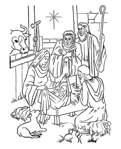 Baby Jesus in the Manger Coloring Page