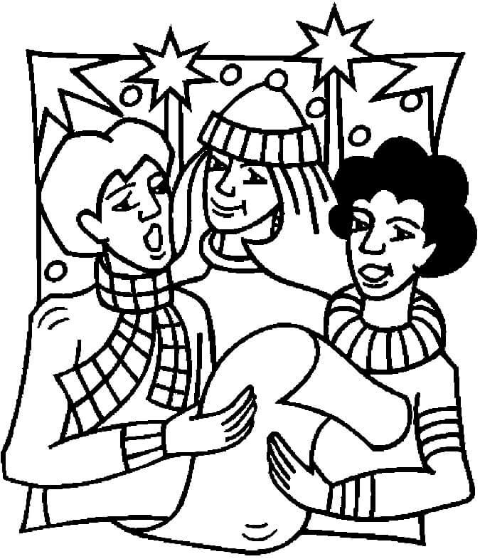 Carolers At Party Coloring Page