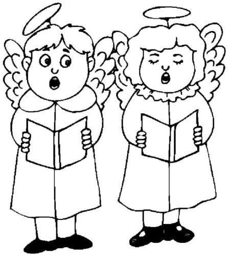 Carolers Dressed As Angels Coloring Page