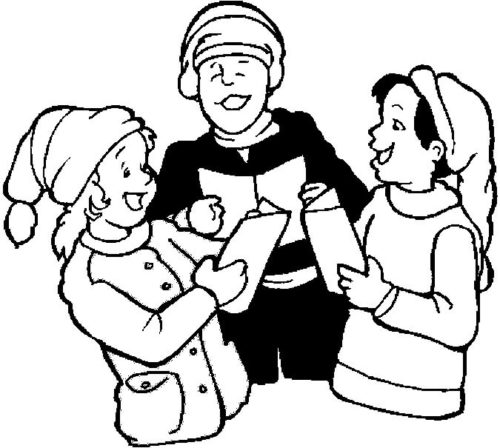 Carolers Enjoying Coloring Page