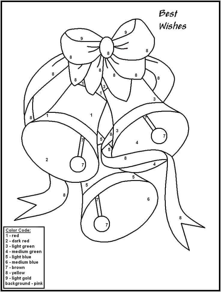 Christmas Bells Color By Number Activity Sheet