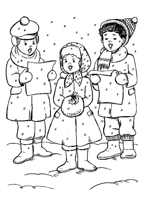 Christmas Carolers Coloring Page