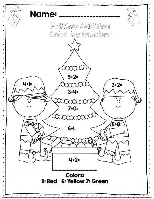 Christmas Color By Number Addition Printables