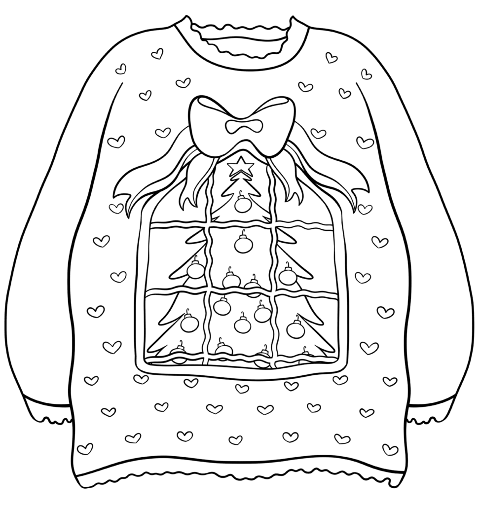 Free Ugly Christmas Sweater Coloring Pages Printable Free Ugly Christmas Sweater Coloring Pages Printable