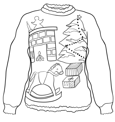 Christmas Eve Ugly Sweater Coloring Page