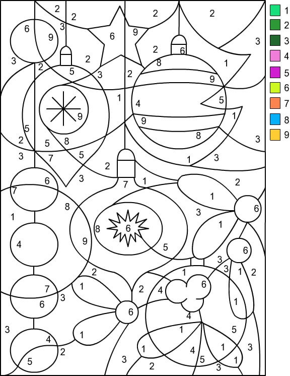 Christmas Ornaments Color By Number Printable