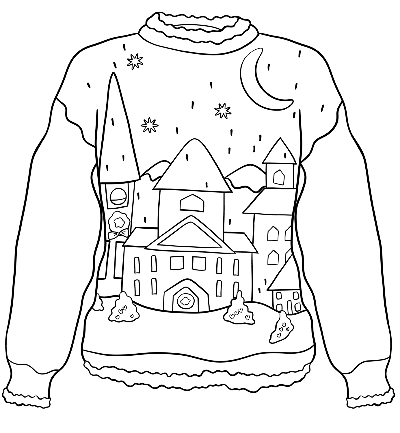 Free Ugly Christmas Sweater Coloring Pages Printable