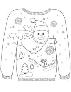 Christmas Sweater With Flying Snowman Coloring Page Christmas Sweater With Flying Snowman Coloring Page