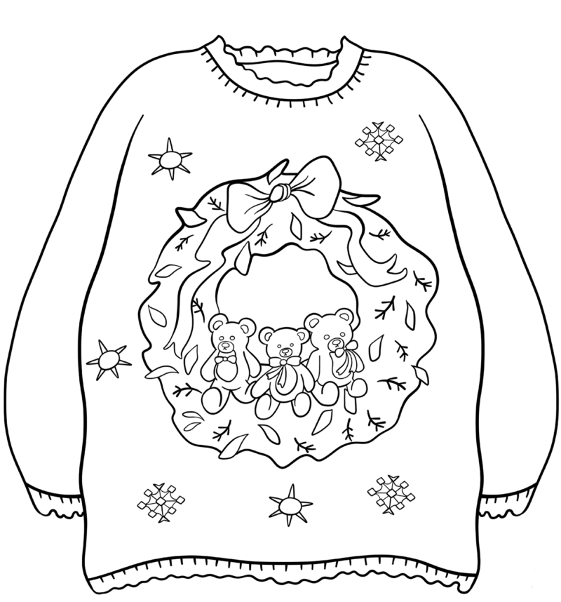 Free Ugly Christmas Sweater Coloring Pages Printable