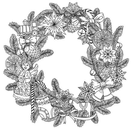 30 Free Christmas Wreath Coloring Pages Printable