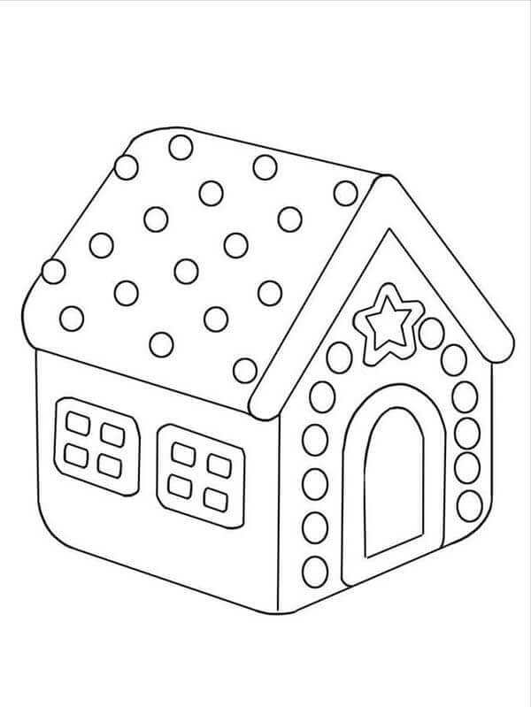 Easy Gingerbread House Coloring Pages For Kid