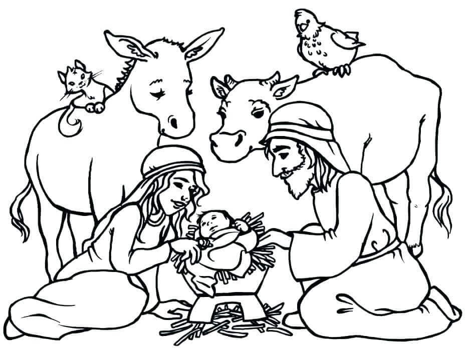 Free Nativity Coloring Scene Coloring Pages