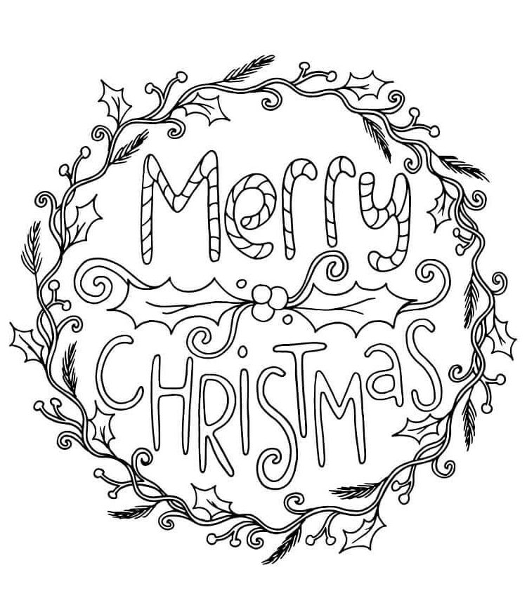 Free Printable Christmas Wreaths Coloring Pages