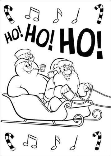 Frosty And Santa Coloring Page