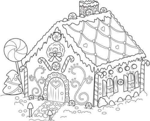 Gingerbread House Coloring Pages For Adults