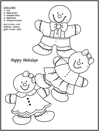 Gingerbread Man Christmas Color By Numbers Printable