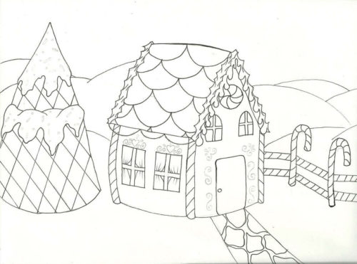 Gingerbread Village Coloring Page